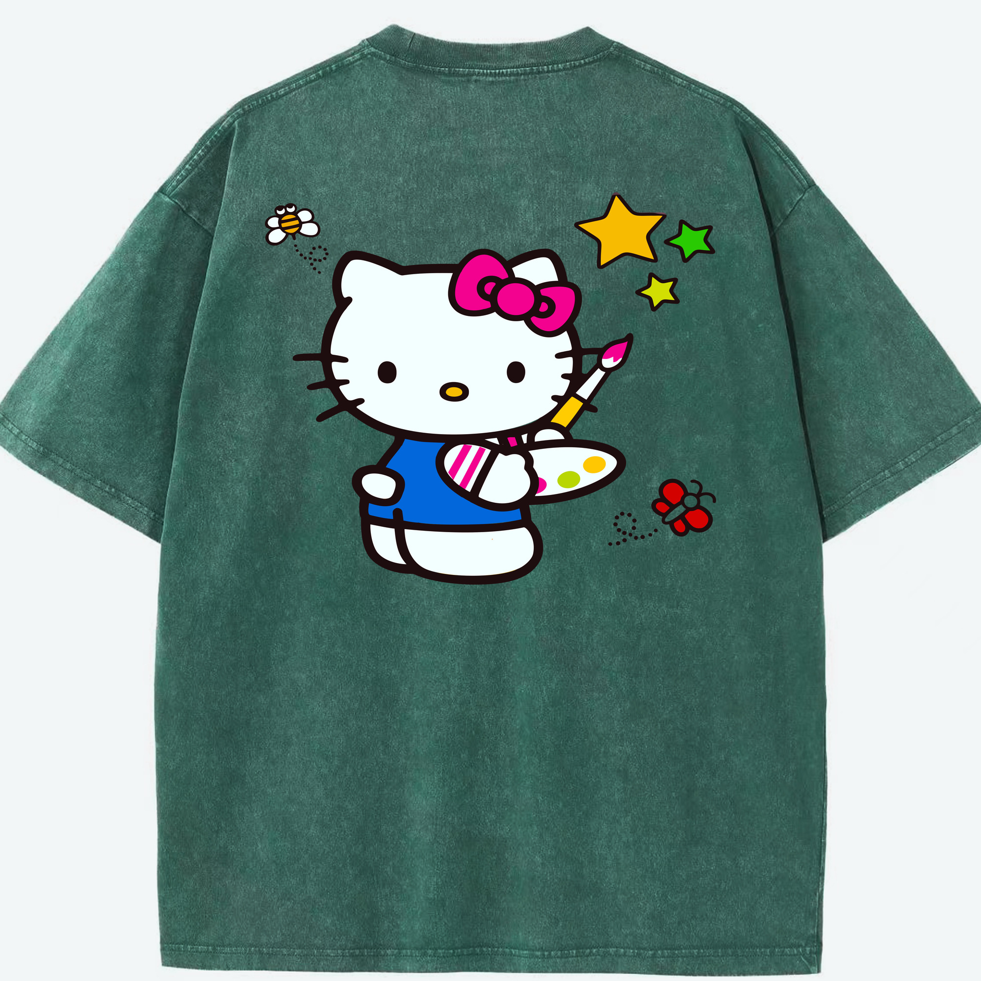 （画像用） Hello Kitty ハローキティ 綿100% ヴィンテージ風 半袖Tシャツ（背面プリント）